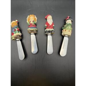 Vintage Christmas Spreaders, Complete Set of 4, Resin and SS, 1990's